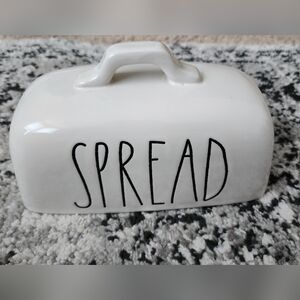 Rae Dunn White Butter Dish with SPREAD Text